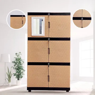 Lemari Plastik Susun 3 Kaca Kunci Marlin Furniture