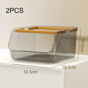 BHQ Large Capacity Transparent Acrylic Snack Storage Box Stackable Desktop Shelf Diagonal Mouth Cabinet