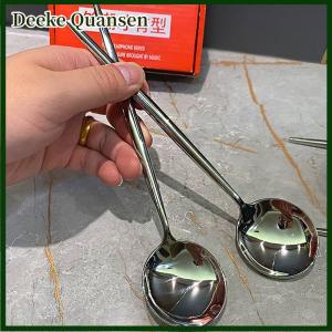 Deeke Thép Không Gỉ Vòng Muỗng Nĩa Net Màu Đỏ Vàng Bữa Ăn Tối Dài Xử Lý Khuấy Món Tráng Miệng Thìa Cho Nhà Bếp Phụ Kiện Tiện Ích