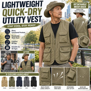 MultiPocket QuickDry Vest For Mens Hiking Fishing Camping Outdoor Sports/Waterproof & Breathable High Breathability/Casual Wear Travel Construction Work