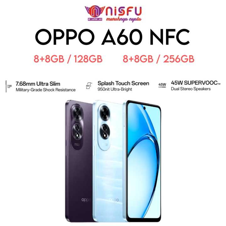 OPPO A60 NFC 8+8GB / 256GB - 45W SUPERVOOC - GARANSI RESMI | Lazada ...