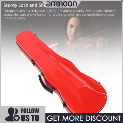 ammoon Hộp bảo vệ vĩ cầm Hộp đựng đàn violon bằng sợi carbon có đệm cho kích thước 4/4 3/4 1/2 1/8