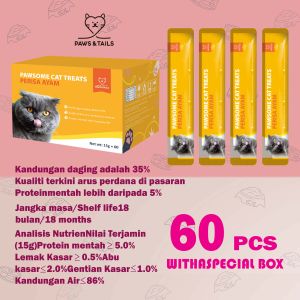 1 Box-60PCS Cat Stick | Cat Snack | cat treat | Cat Wet Food (Chicken/Salmon/Tuna/)