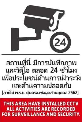 (แผ่นอะคริลิค) คุณภาพสูง สำหรับป้าย CCTV อายุใช้งาน 3-6ปี ความหนา: ความหนา 2 มม
