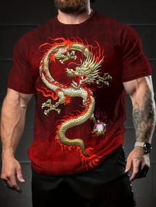 Cool Dragon Graphic Mens T-Shirt 3D High-Definition Print Hot Tee Round Neck Fashion Casual Quick-Drying Oversize Men Clothing