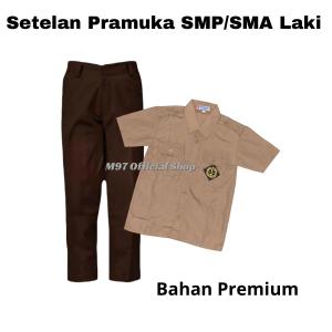 Setelan Set Seragam Pramuka Pendek SMP SMA Laki - Baju Pramuka Pendek Celana Coklat Panjang Premium