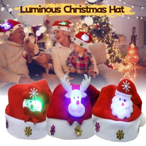 Christmas Decorations Gifts Red Plush Santa Hat Luminous Brushed Cloth Christmas Hat Children Style