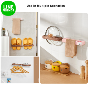 100% Authentic Line Friends Slipper Rack Bathroom Wall-mounted Wall Toilet Punch-free Shelving Rack Shoe Storage BROWN CONY Birthday Gifts LFB12