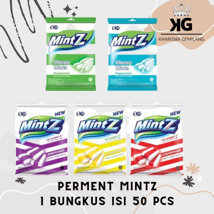 PERMEN - PERMEN MINTZ (1 BUNGKUS ISI 50 PCS) Permen Anak Manis Pengharum Mulut Penyegar Mouth Rasa Mint Anggur Cherry Peppermint Murah