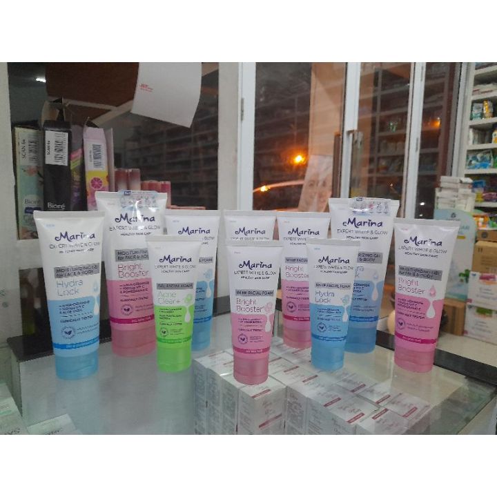 marina expert white & glow Facial Foam 100ml , moisturizing 170ml