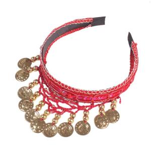 Ethnic Belly Dance Hairband Gold Fringed Headband for Stability Comfortable Wear Stage Show Dressingup Headpiece