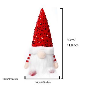 SPARAK Vải Tượng người lùn Giáng sinh Mũ nhọn đính sa Bộ râu trắng mềm mại Búp bê Gnome bằng vải mềm Quà tặng Thắp sáng Tượng Tomte Trang trí bàn ăn Giáng sinh