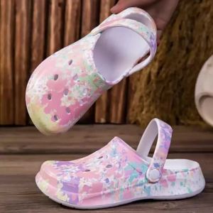 Large Size MenS Clogs Outdoor Non-Slip Printed Beach Sandals CoupleS Closed-Toe Slippers Digitally Printed