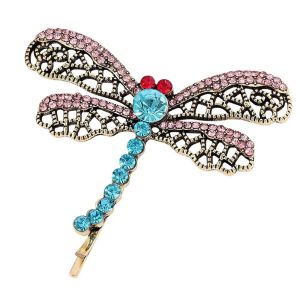 JSYNKZ Vintage Creative Halloween Headdress Rhinestone One Word Clip Bridal Headdress Dragonfly Hairpin Metal Hair Clip Female Hair Accessories Korean Style Headwear