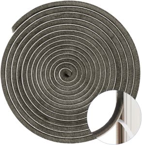 Felt Weather Stripping Door Seal Draft Stopper -16 ft x 11/32 inch Pile Self-Adhesive Seal Strip for Frame AC Window Draft Stopper for Sliding Doors Grey