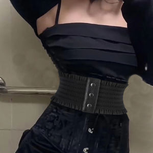 MillionGrid Mới thiết kế đơn giản của phụ nữ đàn hồi rộng dây thắt lưng hemline trang trí Cummerbund phụ nữ áo khoác vành đai cho phụ nữ