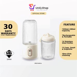 UniQ.Shop Rechargeable Battery Wireless Juicer (350ml+280ml) | USB Portable Mini Fruit Blender Mixer