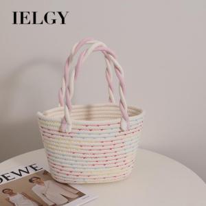 IELGY Giỏ Đi Chơi Kỳ Nghỉ Nhỏ Màu Hồng Tươi Mới Xoắn Túi Xách Tay Cho Nữ