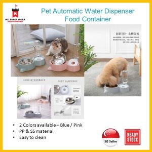Pet Bowl Dog Cat Automatic Water Dispenser Food Bowl Food Container Feeder 2 Colors Available