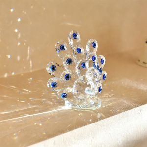 SIRENXI Trong suốt Đồ trang trí chim công pha lê Pha lê Lãng mạn Đồ sưu tầm động vật pha lê Trang trí máy tính để bàn Tinh tế Trang trí nhà cửa Bàn phòng
