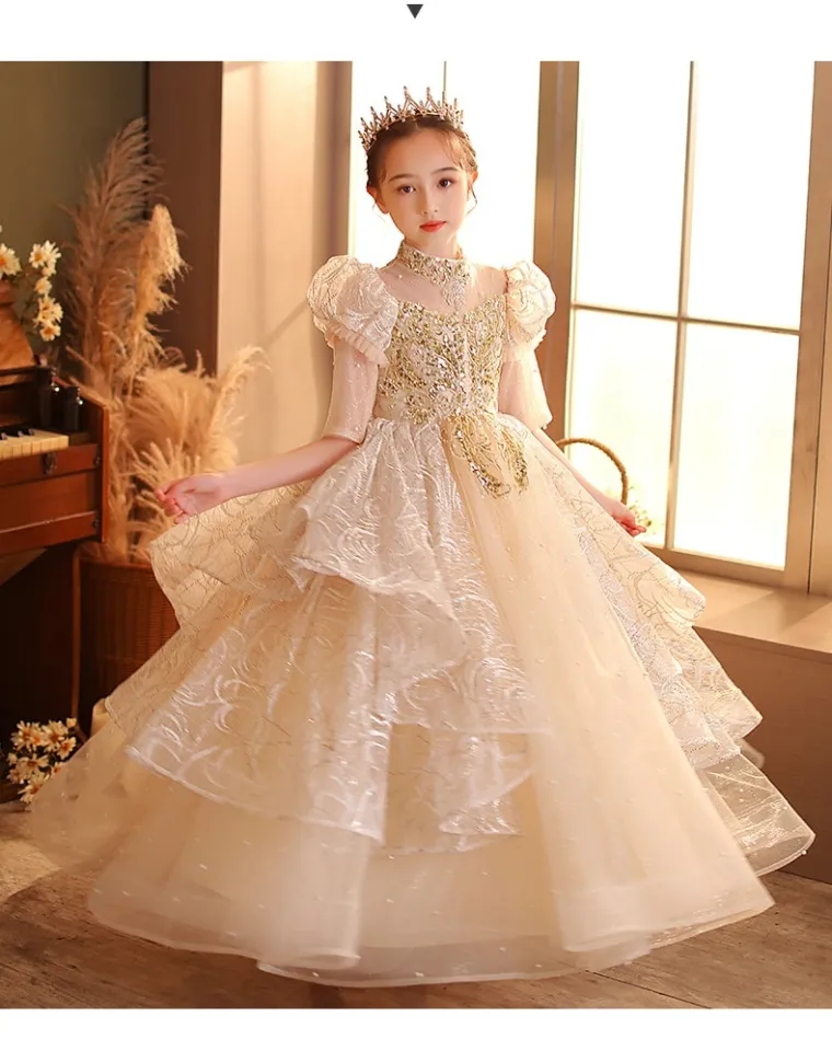 Buy CIELARKO Girls Dress Children Beading Birthday Party Wedding Dresses  for 2-11 Years (8-9 Years, Pink) at Amazon.in