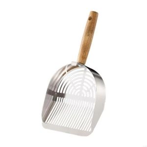 Stainless Steel Cat Litter Scoop Scooper Durable Wooden Handle Cat Poop Shovel Cat Litter Shovel