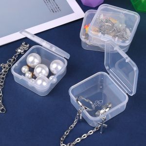 10PCS/20PCS Mini Storage Boxes Clear Clamshell Organizer Pack Pack Pins Jewelry Earplug Office Stationery Case Organizer Square One-piece Clamshell Transparent Storage Box