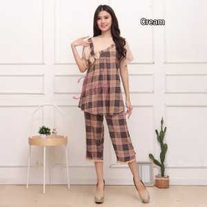 Femme Ols - Setelan Baju Hamil / Set Hamil / Set Menyusui Celana 7/8 Pita Brokat