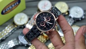 Jam tangan wanita Fossil Rantai stainless steel Tanggal aktif Free box dan baterai cadangan