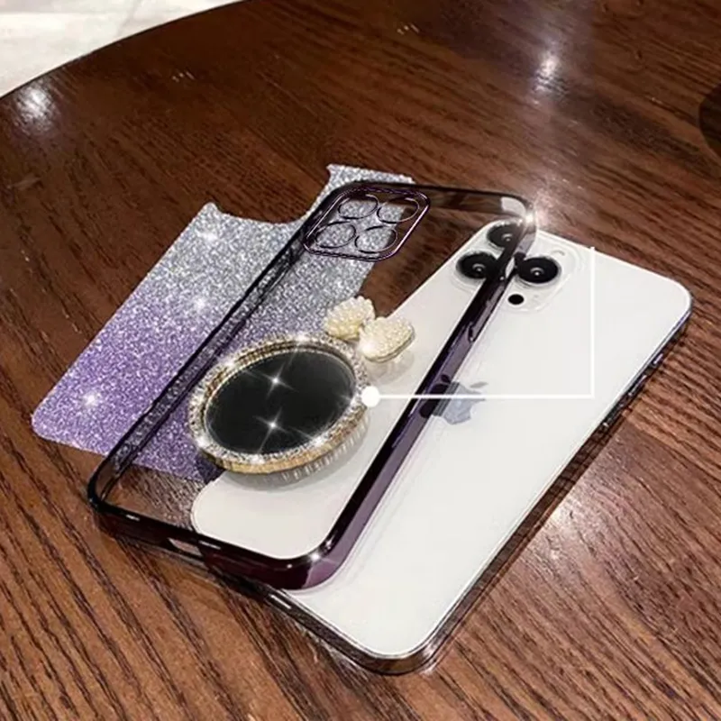 Glitter Cover Per Xiaomi Poco F6 Pro 5G, Custodia In TPU Trasparente Con Cornice Placcata E Adesivi Glitterati Rimovibili, Antiurto Nera - 2