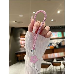 OPPO Reno 13 12 10 5G Case OPPO Reno 13 12 10 Pro 5G Case Pink Roses flowers Shockproof Case With Camera Protector Phone Strap Lucky Four-leaf clover Lanyard Luxury silicone Glass Phone Case for girls wome