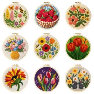 GATYZTORY Punch Needle with Embroidery Frame Flower Punch Needle Kit Sewing DIY Embroidery Poke DIY Craft Set Home Wall Decor2026