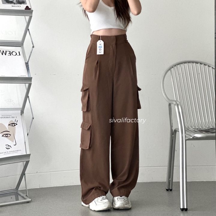 Sivali Factory Bonnie Cargo Pants - Highwaist Loose Cargo - Celana
