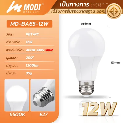 MODI หลอดไฟแอลอีดี LED รุ่นBA ขนาด 9W 12W ขั้วหลอด E27 รับประกัน 1 ปี หลอดไฟ led โคมไฟ ไฟled หลอดไฟ led โคมไฟ หลอดไฟบ้าน led