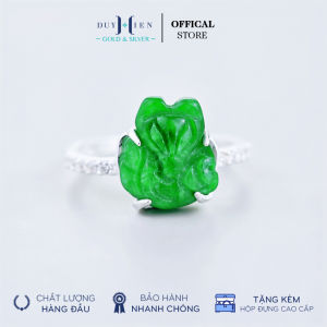 Nhẫn Bạc Hồ Ly Duy Hiển Đá Xanh Ngọc Nhỏ Xinh Có Viền Đá 2 Cạnh Nhẫn Tinh Tế Nổi Bật