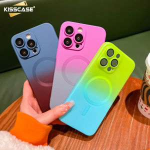 【With Lens Film】KISSCASE Luxury Magsafe Wireless Charge Matte Case For iPhone14 Pro Max 14 Plus 13 12 11 Soft TPU Gradient Color Back Cover