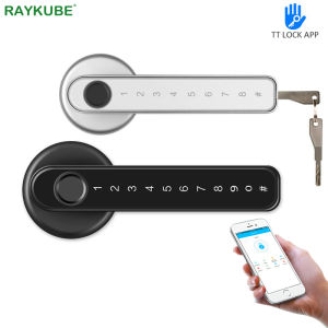 RAYKUBE Electronic Door Lock Fingerprint Bluetooth TT Lock Wifi Gateway Support AI Voice Command Smart Lock