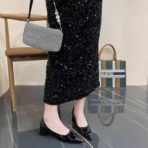 Free Shipping 2026 New Commuting Nude Buckle Soft Leather Pointed Toe Chunky Heel WomenS Shoes Comfortable And Versatile Suitable For Pairing With Skirts High Heels For Everyday Wear