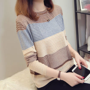 Knitwear Slimming Pullover Sweater Comfortable and at Ease Soft Stripe Multicolor Loose Keep Warm