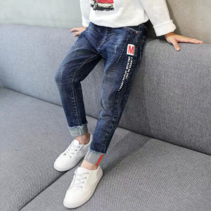 IENENS Kids Children Fashion Denim Clothing Long Pants Boys Slim Jeans Young Boy Casual Clothes Trousers Bottoms Elastic Waist Pants