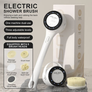 2025 NEW Electric Shower Body Cleaning Brush 5 Heads Spinning Spa Bath Brush Waterproof Long Handle Personal Back Rubbing 3 Gear2026