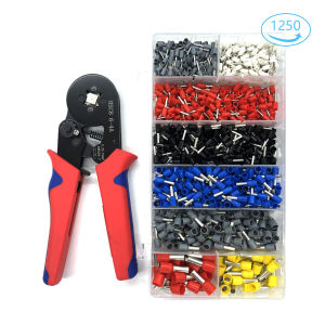 HSC8 6-4 0.25-10mm² AWG23-7 Ferrule Crimping Tool Kit High Hardness Crimper Plier with 1250pcs Wire Ferrules Crimp Ends Terminal crimping tool