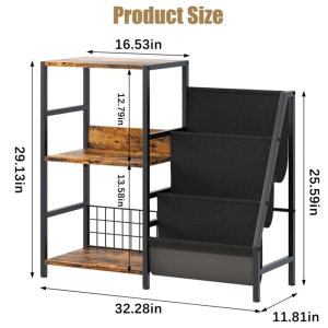 3-Tier Vinyl Record Storage Rack Floor Standing Bookshelf Display Stand Rack Magazine Rack Floor-Standing Organizer Multifunctional  Album Magazine Display Rack Metal Stand Rack Space Savers