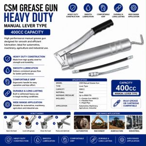 Manual Grease Gun 400cc Hand Lever Grease Pump Flexible Hose Germany Standard Heavy Duty Lubricator