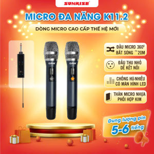 Micro đa năng không dây chính hãng K11.2 mic đa năng sóng UHF chống hú độ nhạy cao cho loa kéo amply mixer
