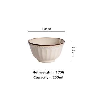 OMK American retro relief craft Ceramic bowl Suitable for rice and desserts