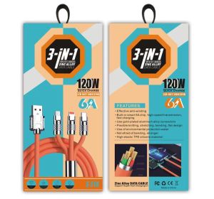 AU180 360-degree rotating three-in-one super-fast charging data cable thickened phone charging cable with multiple ports for fast charging