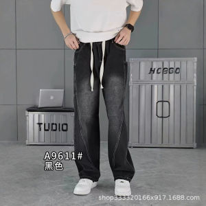 COD Thin Youth 2025 ฤดูใบไม้ผลิและฤดูร้อนกางเกงยีนส์เชือกรูดผู้ชายกางเกงยีนส์ผู้ชายตรงวิทยาเขตเยาวชนกางเกง XintangFDSFGHH