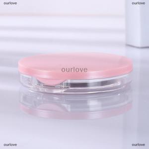 [COD] ourlove กล่องใส่แป้งพลาสติกบางพิเศษแบบพกพาได้โถใส่เครื่องสำอางสำหรับเดินทางพร้อมกระจกแป้งพัฟ