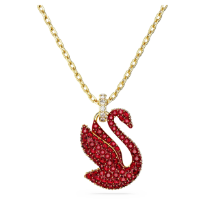 💖Swarovski💖Swarovski Iconic Swan small size red swan diamond pendant necklace S925 sterling silver womens fashion necklace hypoallergenic non-allergenic Valentines Day gift birthday gift for girlfriend bestie